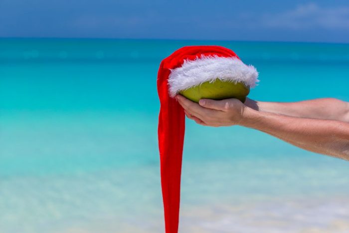 coconut-with-santa-hat-in-male-hands-against-the-t-2023-11-27-05-07-14-utc